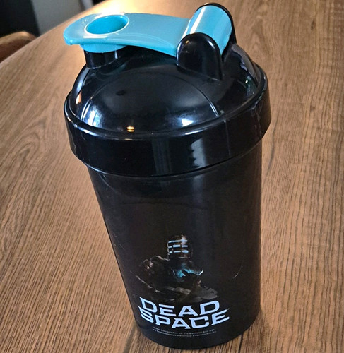 G FUEL Dead Space 16 oz Black/Blue Plastic Reusable Shaker Bottle, Screw-On Lid