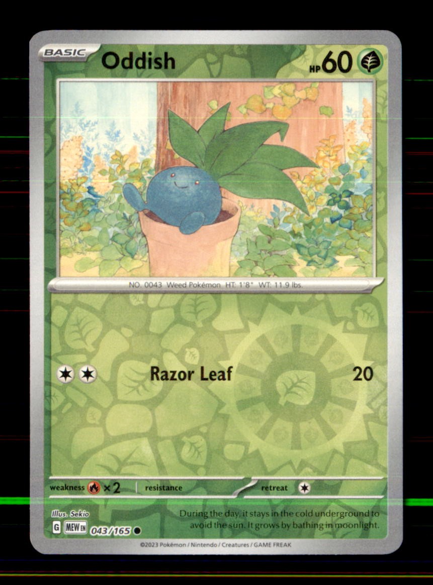 Oddish 043/165 Common 151 Pokemon Reverse Holo Near Mint