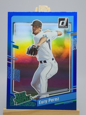Eury Perez 2023 Donruss Rated Prospect Holo Blue #54 Florida Marlins