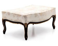 Design Hocker FußHocker Sitz Polster Bank Polster Sitz Textil Stoff Holz Stil
