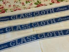 X3 Vintage Irish Linen GLASS CLOTH Tea Towels with Blue Stripe Linen Union