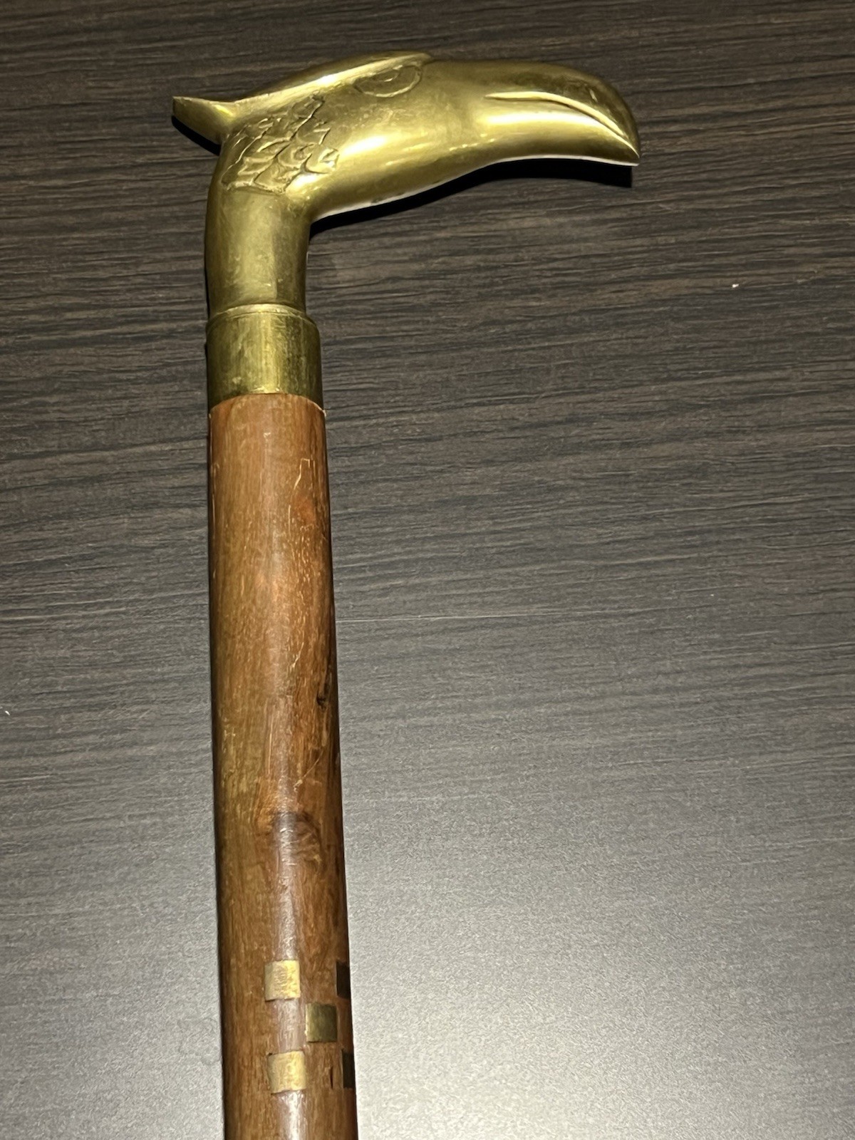 Vintage Cane Solid Brass Eagle Head  Walking Stick - image 2