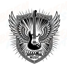 Rock Music Guitar Clipart PNG, Electric Guitar Rock Star Design File