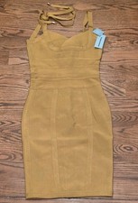 The Kewl Shop Mustard Yellow Canvas Dress Size M Bodycon