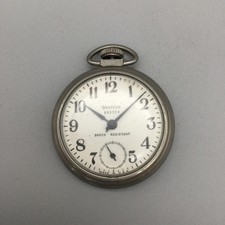 Vintage Westclox Scotty Pocket Watch Manual Wind USA Silver Tone Mens 50mm