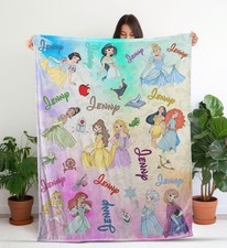 Custom Disney Princess White Elsa Aurora Fleece Blanket Gift For Friends 10