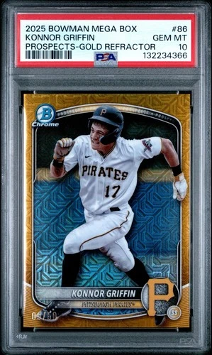 2025 Bowman Chrome Mega Mojo Konnor Griffin #BCP-86 Gold Refractor  #/50 PSA 10