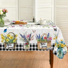 Spring Summer Tablecloth 60X84 Inch Rectangular Botany Tablecloth Floral Cover