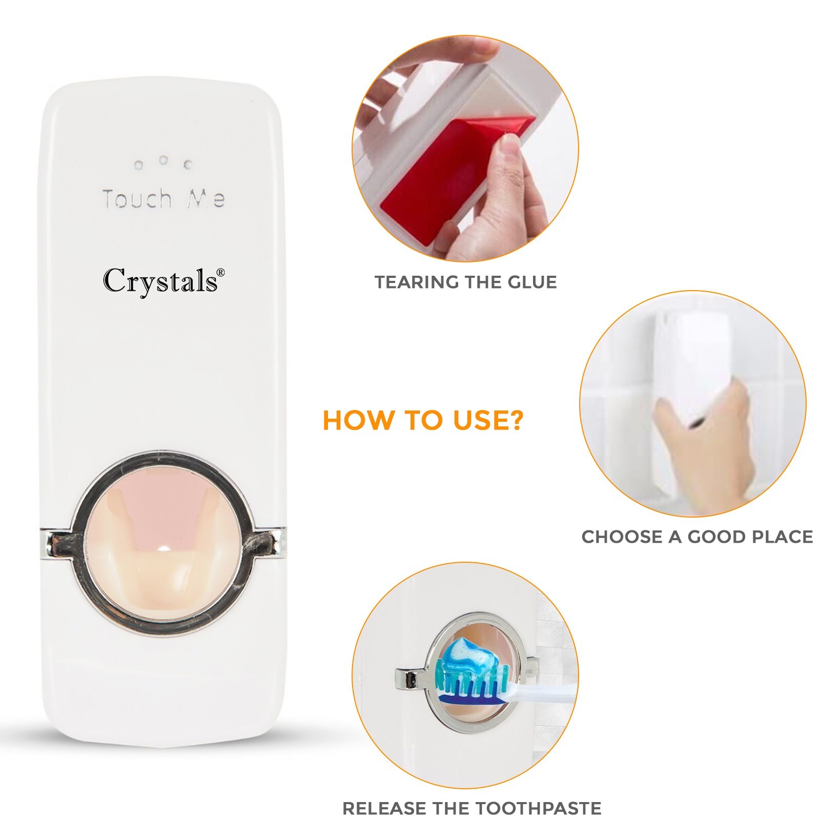 Automatic Toothpaste Dispenser + 5 Toothbrush Holder Stand Wall Mounted