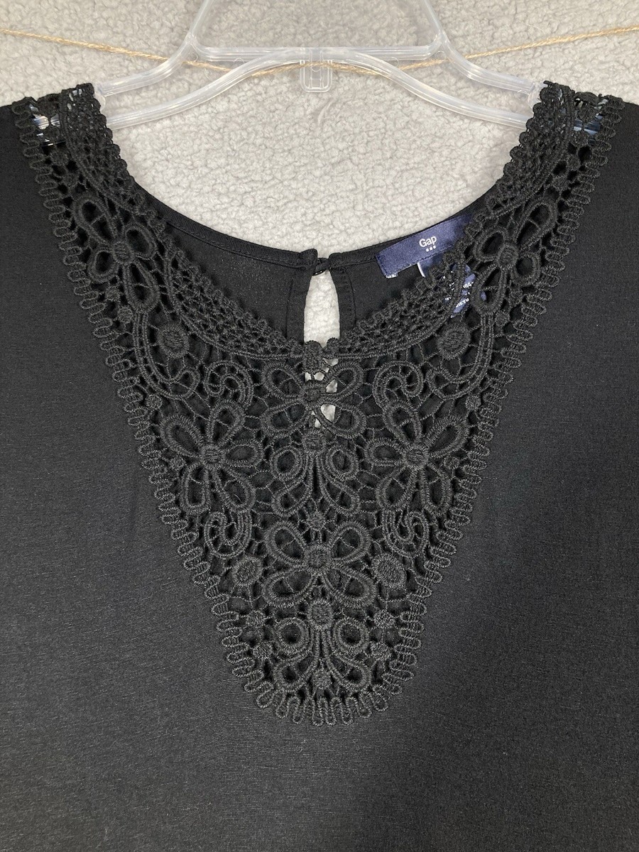 Gap Dress Women's Large Black Sleeveless Maxi Jersey Stretch Crochet V Neck  | eBay
