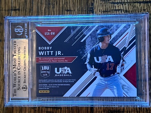 2019 Elite Extra Edition USA Materials Red /49 Bobby Witt Jr BGS 8.5 - Picture 3 of 3
