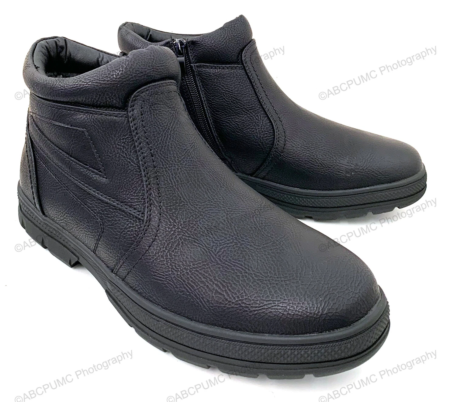 NIB Men's Winter Boots Fur Lined Side Zipper Ankle Warm Comfort Snow Shoes Sizes
