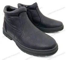 NIB Men's Winter Boots Fur Lined Side Zipper Ankle Warm Comfort Snow Shoes Sizes