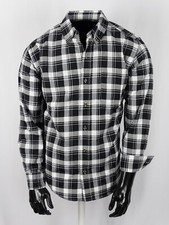 Plaid Shirt Mens Black Button Down Collar Pocket Long Sleeve Casual Dress