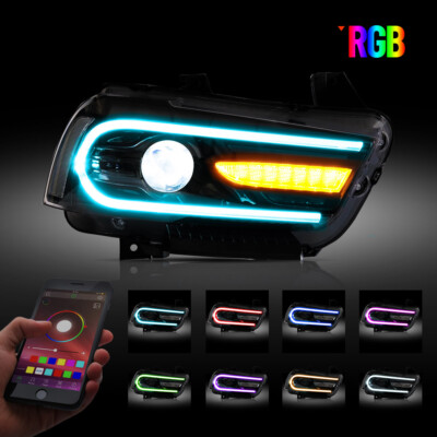 LED Headlights For 2011 2012 2013 2014 Dodge Charger  RGB Color Change Indicator