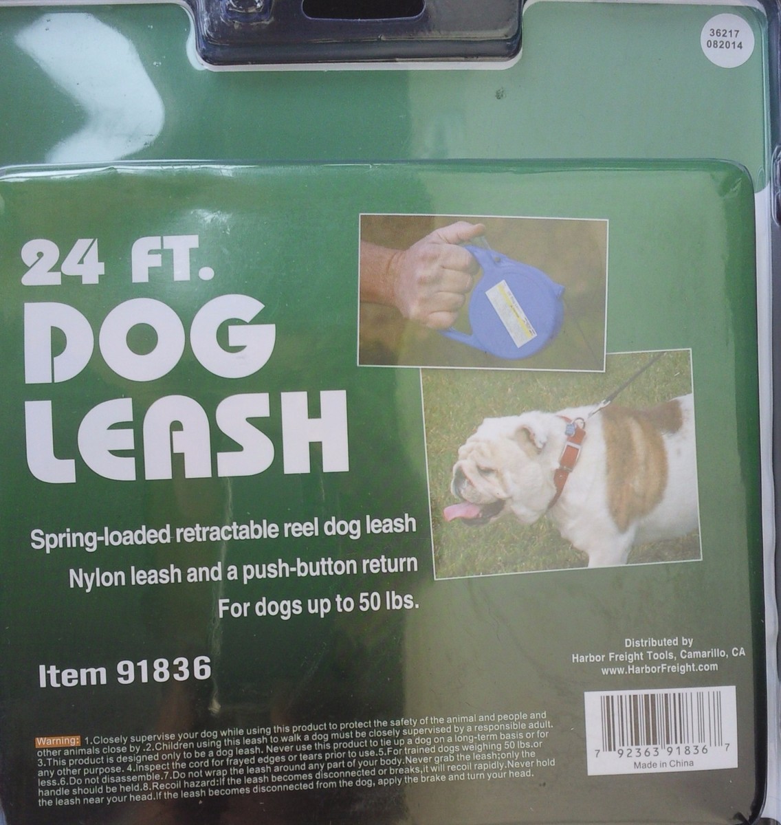 24 FOOT RETRACTABLE DOG LEASH FOR DOGS UP TO 50 LB