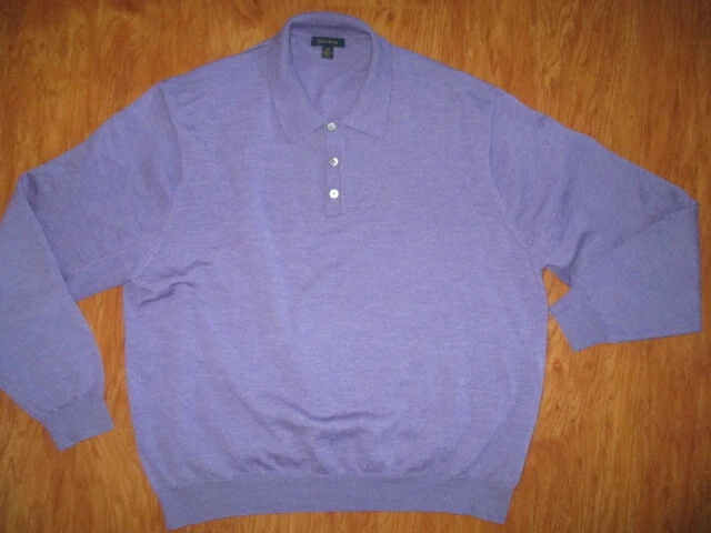 🎄Men's Club Room Size XXL 100% Wool Purple SWEATER