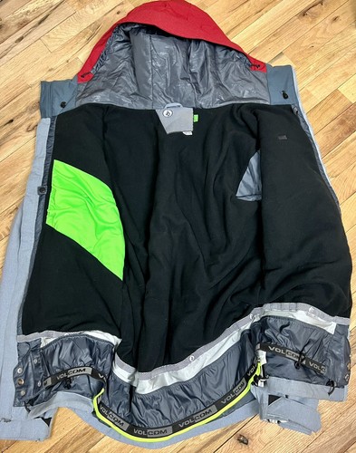 Volcom Ski Coat Shadow Hill Insulated Gray Red Fleece Lined Snow Jacket Men’s L - Picture 9 of 12