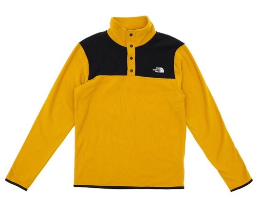 The North Face X3001 Mens Yellow/Black TKA Glacier Snap-Neck Pullover Size S