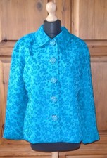 Dialogue Jacquard Swing Jacket, Small, Dark Teal, Bnwt