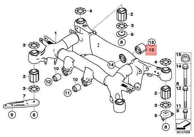 OEM BMW E60 E61 E63 E64 520D 520I 520LI RUBBER MOUNTING REAR 
