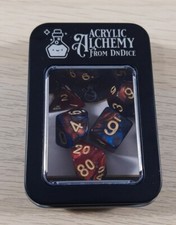 DnDice Acrylic Alchemy - DnD Dice Set - 7 dice - tin + d4 d6 d8 d10 d12 d20 %die
