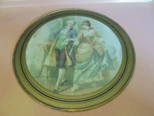 Vintage Colonial man and woman Flue Cover gold and black border