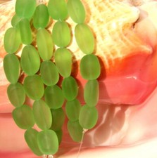 Oval Nugget Pendant Beads, Peridot Green w/Frosted Matte Finish 6 Pieces