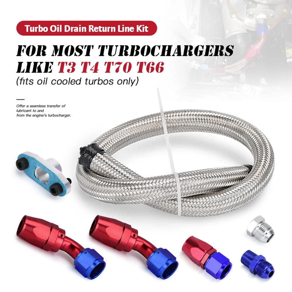 Turbocompresor de línea de retorno de drenaje de aceite turbo AN10 con montaje 10AN para T3 T4 T70 T66 Foto 3 de 4