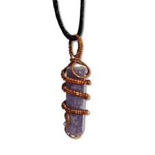 Lepidolite Pendant Copper Scroll Gemstone Transitional Mica Necklace Jewellery