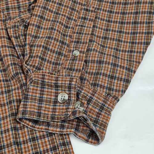 Columbia Brown Orange check long sleeve walking hiking shirt L Large mens vtg - Picture 6 of 11