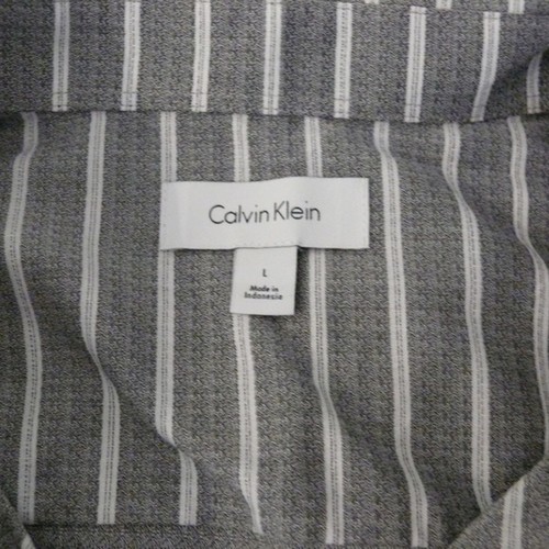 NWT mens Calvin Klein Seasonal Drivers gray black striped shirt L - Picture 4 of 6
