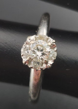 14k White Gold .5 tcw Round Brilliant Diamond Engagement Ring Size 6.25 1979