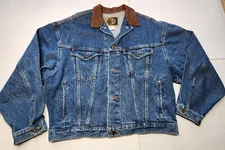 Mens International Denim Jean Jacket Western Horses Embroidered Rancher Large