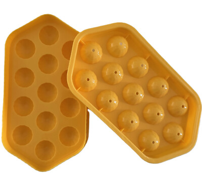 Eiswürfelform Gelb für 13x Eiswürfel in Kugelform -Eiswürfelbehälter Mit Deckel
