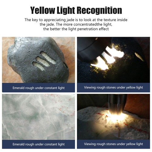 White Yellow 365nm UV Light LED Flashlight for Jade Jewelry Gem Amber Test Torch - Picture 6 of 9