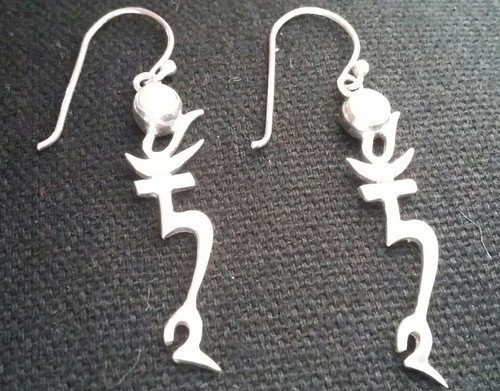 Boucles D'oreilles En Argent Massif Serties Zircon - Rodié Or Blanc - Occasion