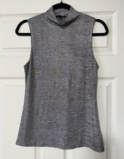 Express Women  s Sleeveless Turtleneck Top in Mettalic Gray, NWOT Size M