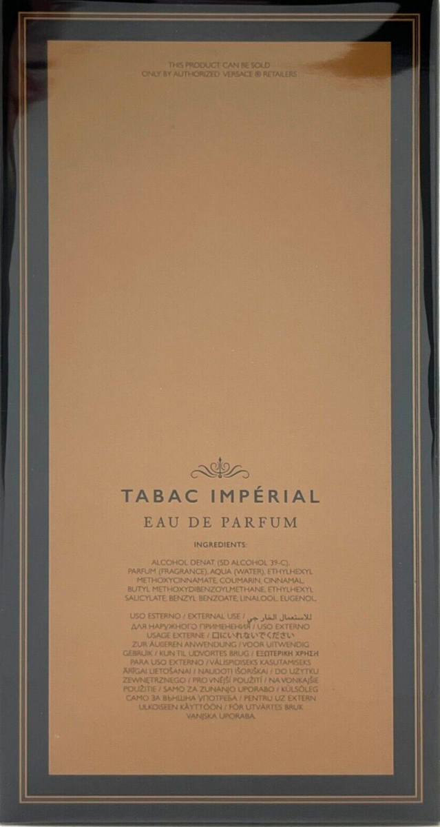 ATELIER VERSACE TABAC IMPERIAL EAU DE PARFUM SPRAY UNISEX 3.4 Oz / 100 ml  NEW!!!
