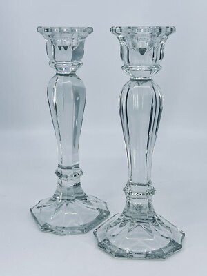 2 Oscar de La Renta Crystal 8''Candle Stick Holders Austria ELEGANT 8.5''H