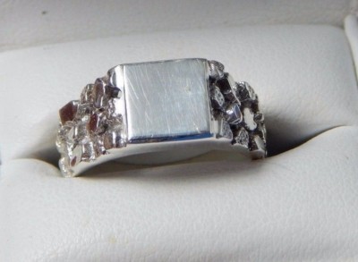 Individueller Herren Nugget Initialen Ring ohne Monogramm Sterlingsilber