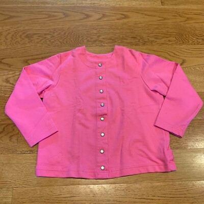 Hanna Andersson Pink Pearl Snap Cardigan Sweatshirt Jacket Girls Euro 130 US 8