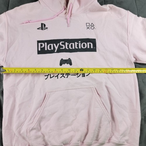 Playstation Unisex Medium Pink Hoodie Pullover All Over Logo Gaming Casual - Picture 9 of 13
