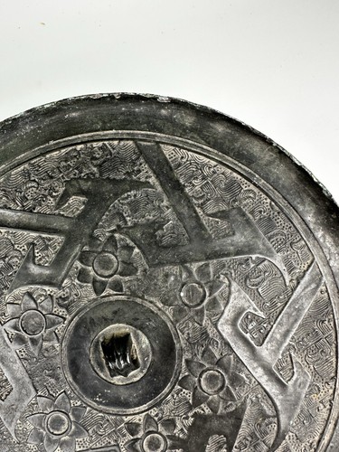 Specchio cinese argento lega rame stati guerra periodo 221BC-476BC Shan Lotus - Foto 3 di 12