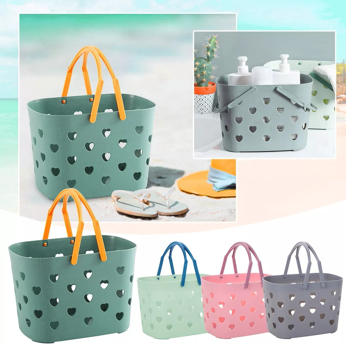 Airtight Cereal Container Portable Shower Caddy Tote Plastic Storage Basket With