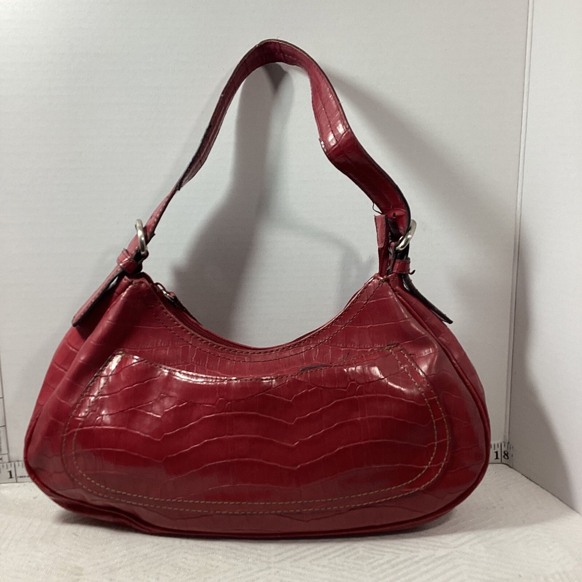 Nine West Red Faux Leather Handbag Purse Shoulder Bag