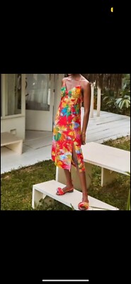 Farm Rio Linen Bow Midi Halter Dress XS NWT