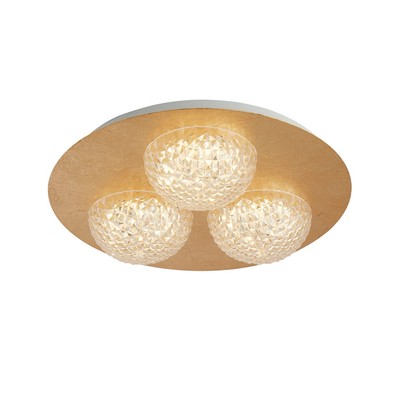 3 Lichter Blattgold Oberfläche Runde LED Deckenleuchte Klar Acryl Kugel Schirme