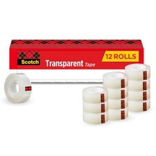 Scotch Transparent Tape 3/4 in x 1000 in Clear Office Tape 12 Rolls 1 Inch Core