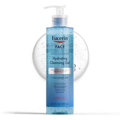 Eucerin Hydrating Gentle Face Cleansing Gel with Hyaluronic Acid 13.5 Fl Oz